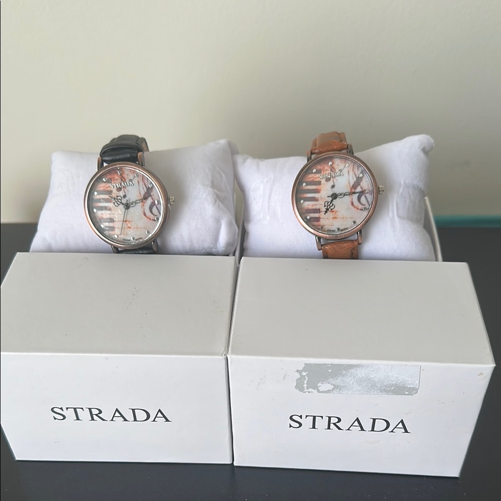 Strada Dual-Tone Watches in Black and Tan